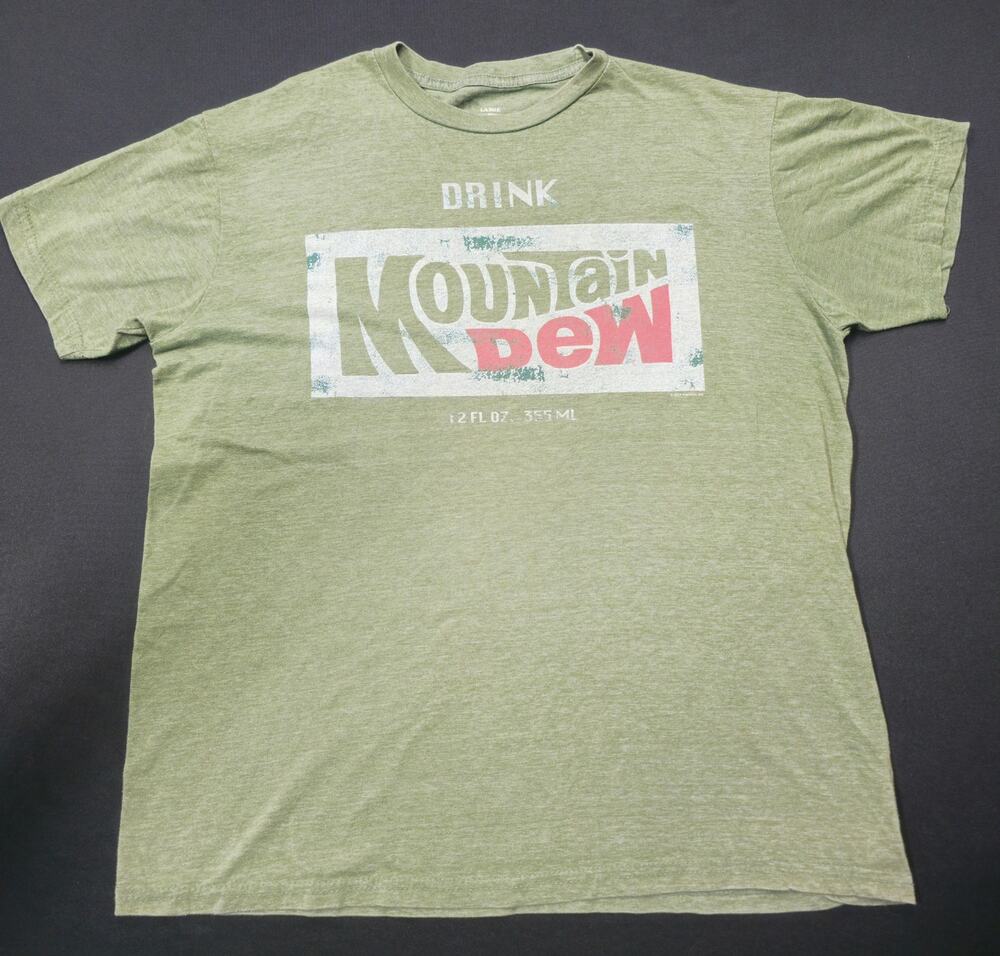 Mountain Dew Graphic T Shirt Mens Large Green Logo Soda Beverage Tee